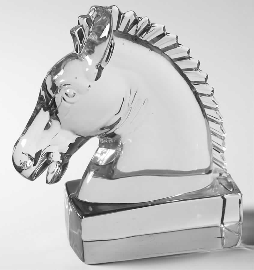Heisey Animals and Figurines Clear Horse Head Bookend by Heisey-1