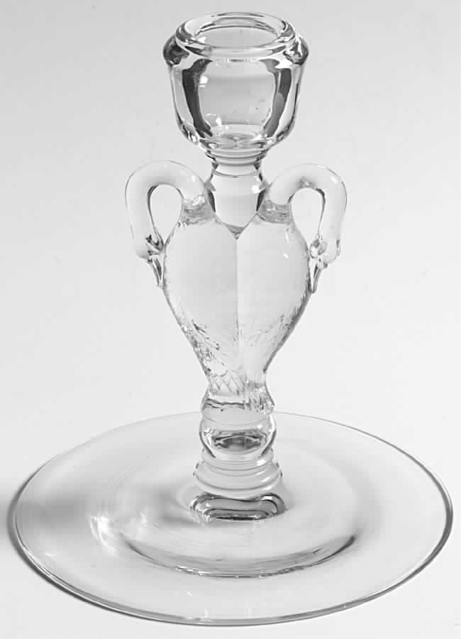Heisey Animals and Figurines 6" Crystal  Swan Candlestick by Heisey-1
