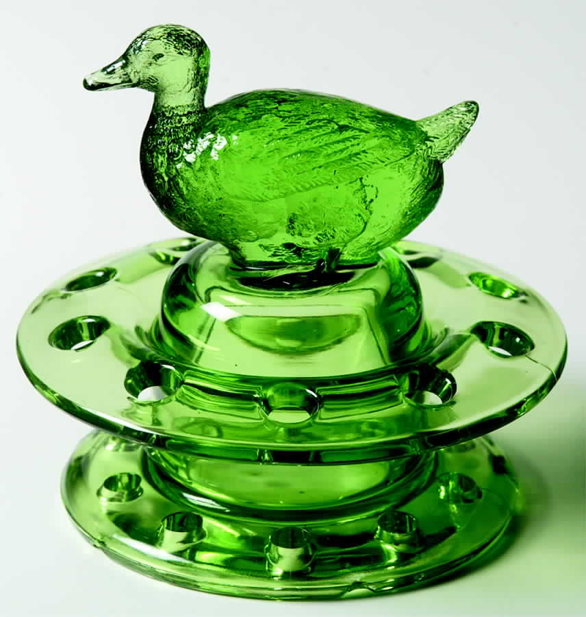 Heisey Animals and Figurines Duck Flower Frog (Moongleam) by Heisey-1