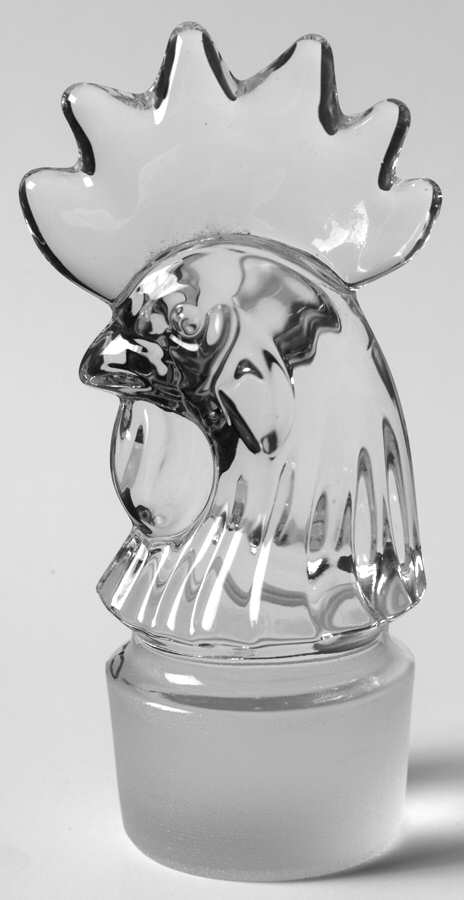 Heisey Animals and Figurines Clear Rooster Head Stopper by Heisey-1