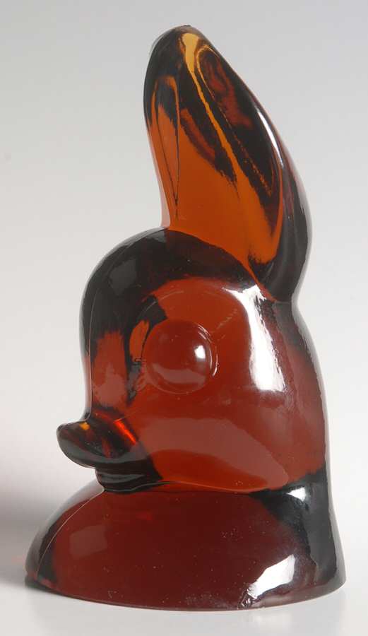 Heisey Animals and Figurines Doe Head Bookend (Dark Amber) by Heisey-1