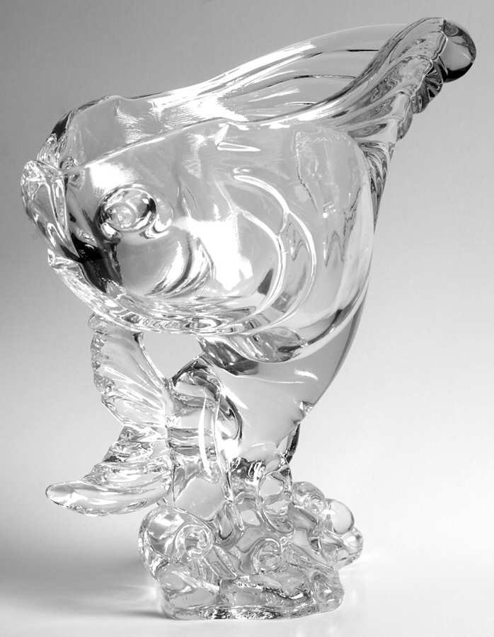 Heisey Animals and Figurines 9" Clear Fish Vase/Bowl by Heisey-1