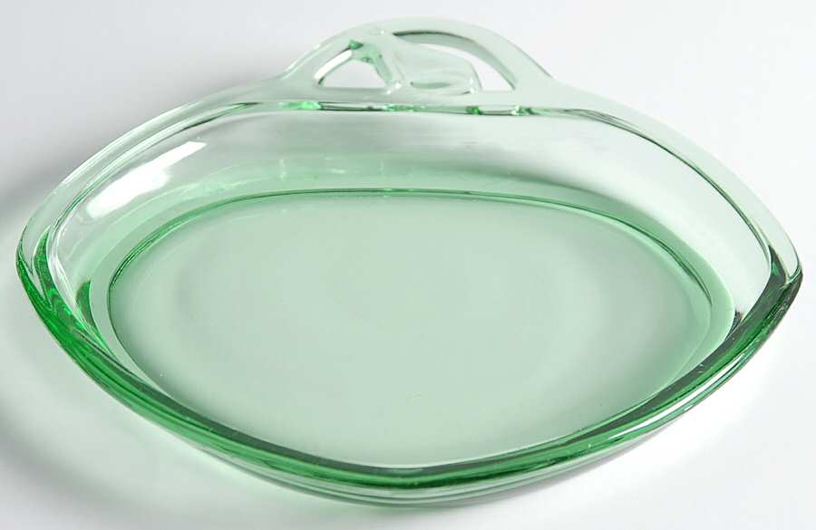 Heisey Animals and Figurines Frog Handle Cheese Plate (Moongleam) by Heisey-1