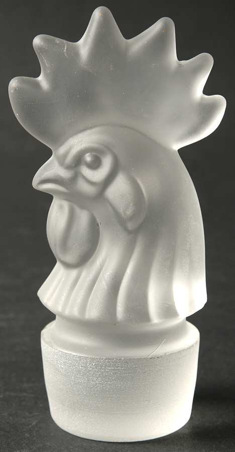 Heisey Animals and Figurines Frosted Rooster Head Stopper by Heisey-1