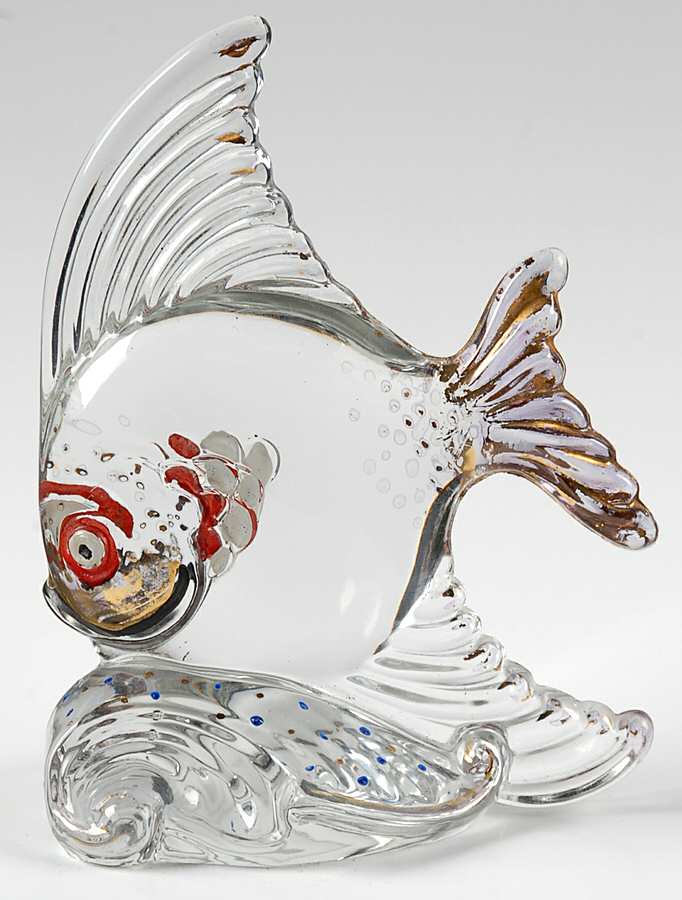 Heisey Animals and Figurines Clear Decorated Fish Bookend by Heisey-1