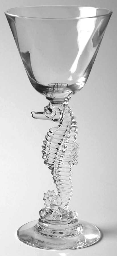 Heisey Animals and Figurines Sea Horse Cocktail (Swirloptic) by Heisey-1