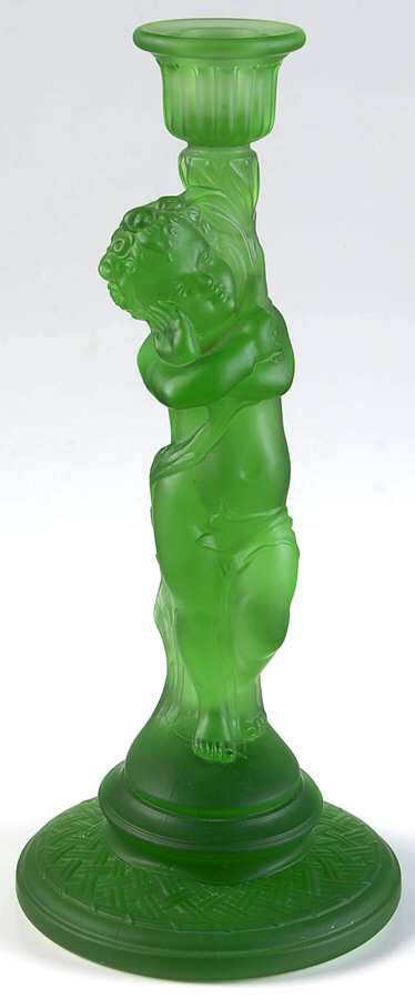 Heisey Animals and Figurines 11" Cherub Moongleam Frosted Candlestick by Heisey-1