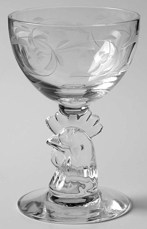 Heisey Animals and Figurines Moonglo Rooster Head Cocktail by Heisey-1