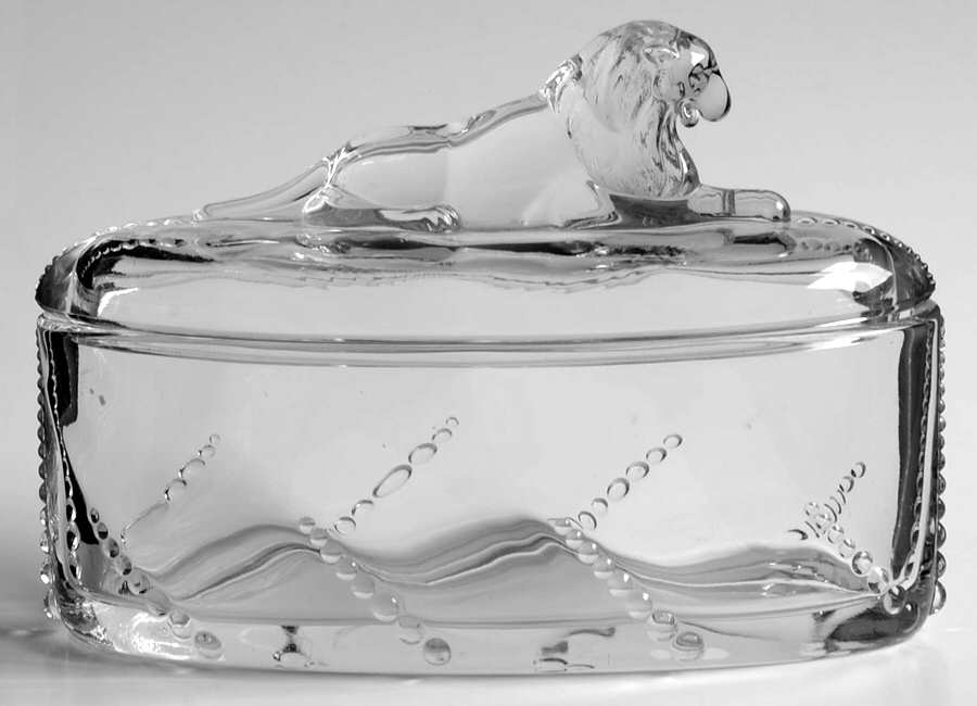 Heisey Animals and Figurines Lion Trinket Box & Lid by Heisey-1