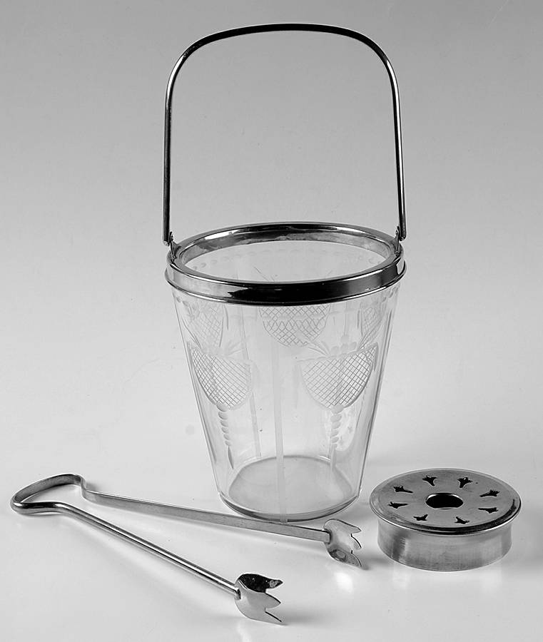 2-5 Handled Ice Bucket & Tongs w/Metal Ice Insert by Hawkes-1