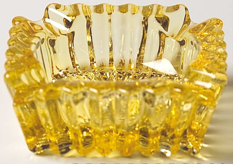 Ridgeleigh Sahara Yellow Ashtray by Heisey-1