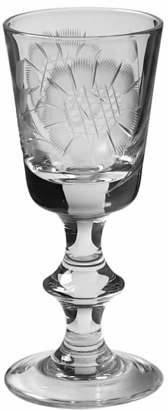 Cornflower (Wafer Stem) Cordial Glass by W J Hughes-1
