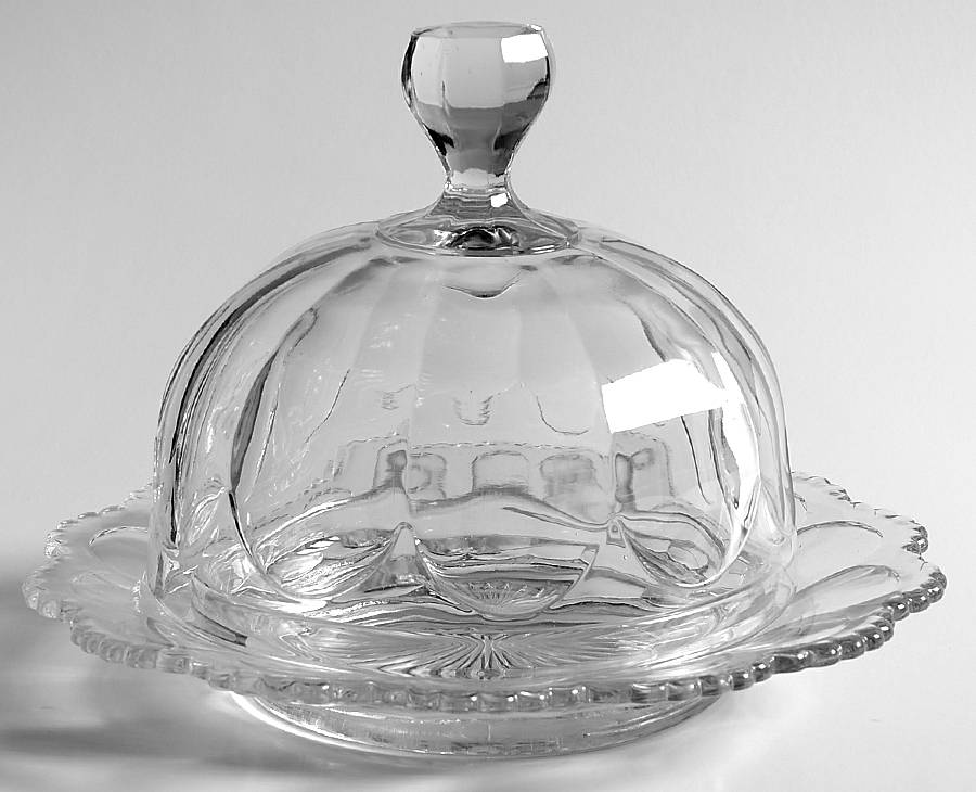 Colonial Scalloped Top Round Covered Butter by Heisey-1