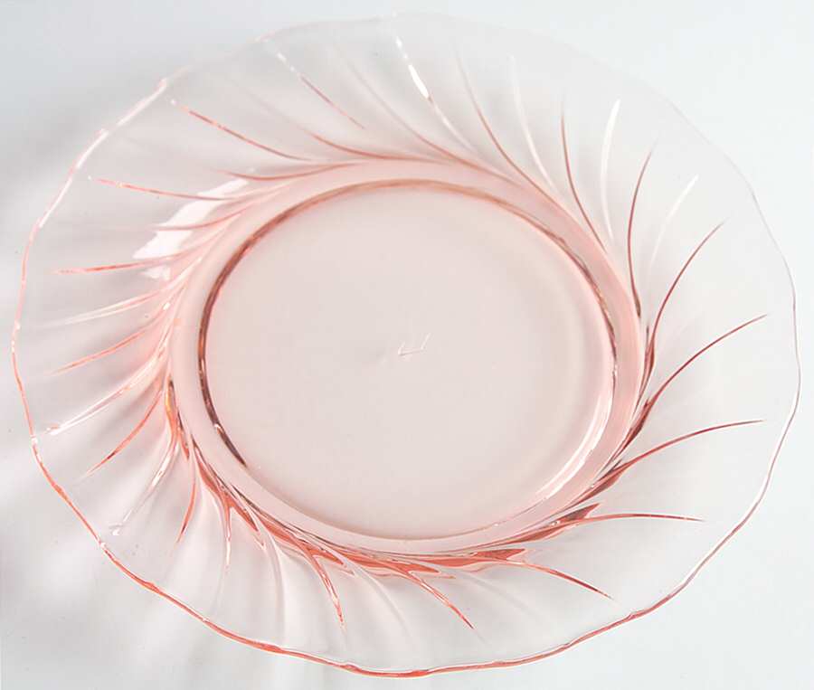 Spiral Flamingo Pink Bread & Butter Plate by Heisey-1