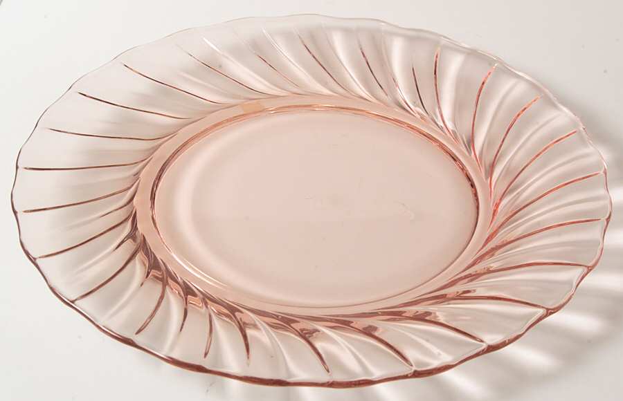 Spiral Flamingo Pink Luncheon Plate by Heisey-1