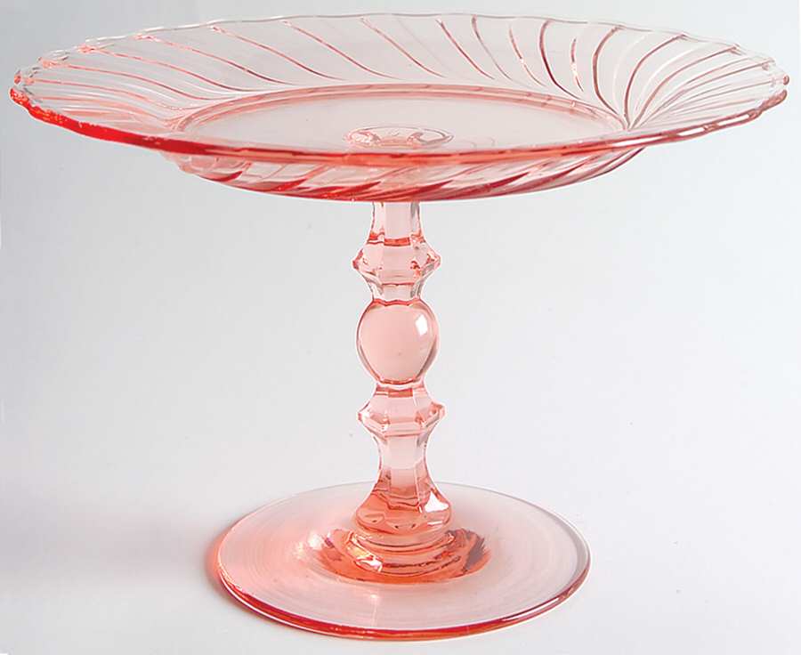 Spiral Flamingo Pink Round Compote (Height X Width) by Heisey-1
