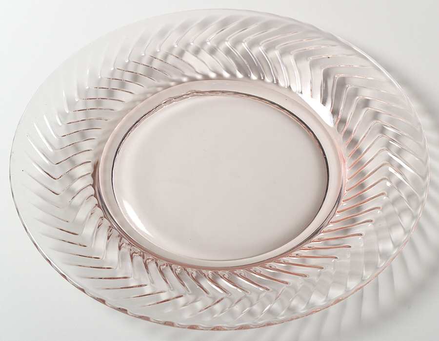 Herringbone Pink Luncheon Plate by Heisey-1