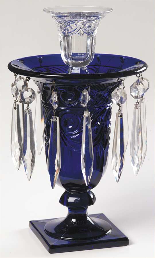 Ipswich Cobalt Blue (2 Piece) Candle/Centerpiece Set with Prisms by Heisey-1