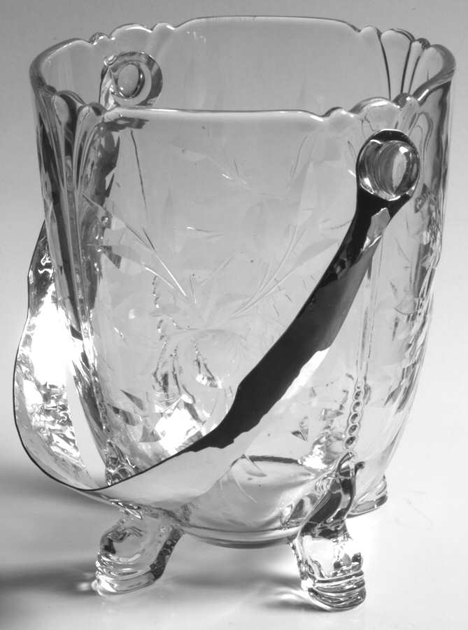 Fuchsia Dolphin Footed Ice Bucket w/Detachable Handle by Heisey-1