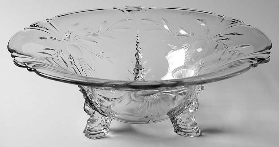 Fuchsia 11" 3 Toed Dolphin Floral Bowl by Heisey-1