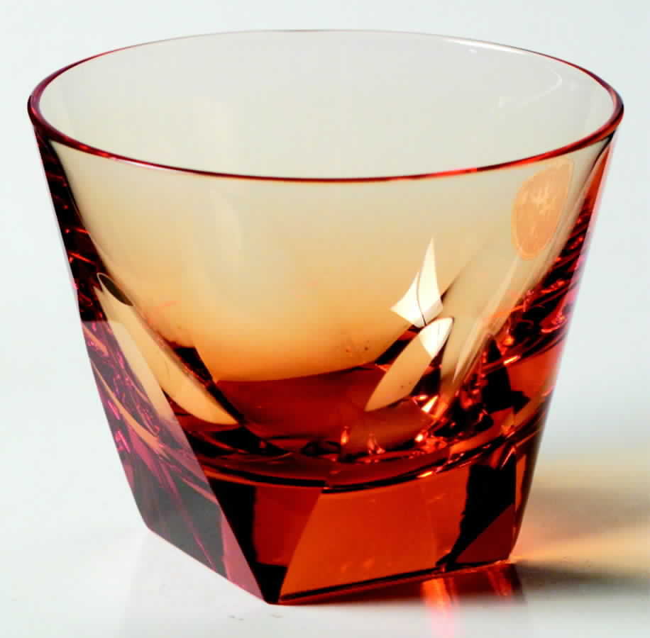 Q Cut Line Amber Whiskey Glass by Hoya-1