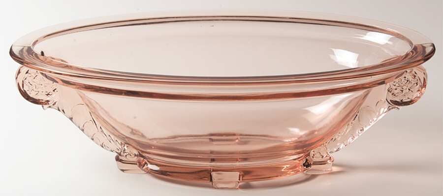 Trident Pink 14" 4 Toed Oval Bowl by Heisey-1