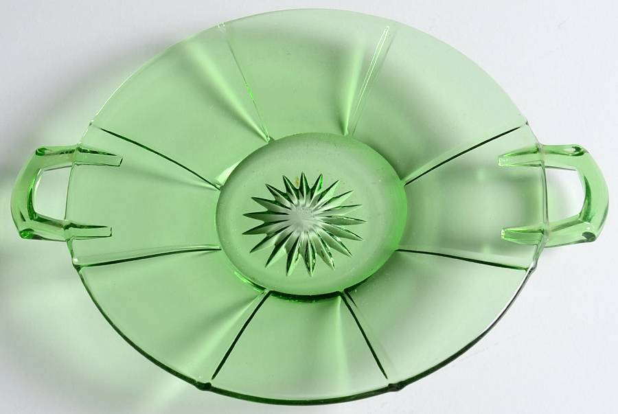 Rib and Panel Green Small Cheese Plate by Heisey-1