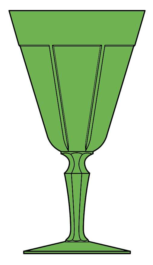 Rib and Panel Green Water Goblet by Heisey-1