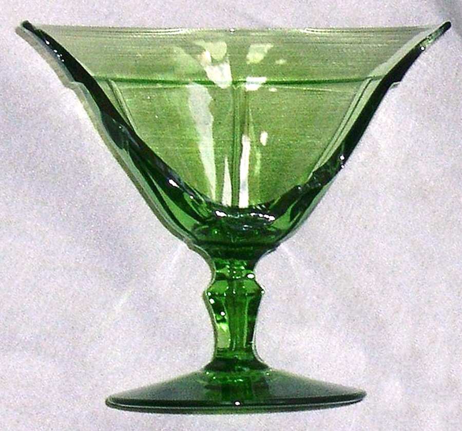 Rib and Panel Green Low Sherbet by Heisey-1