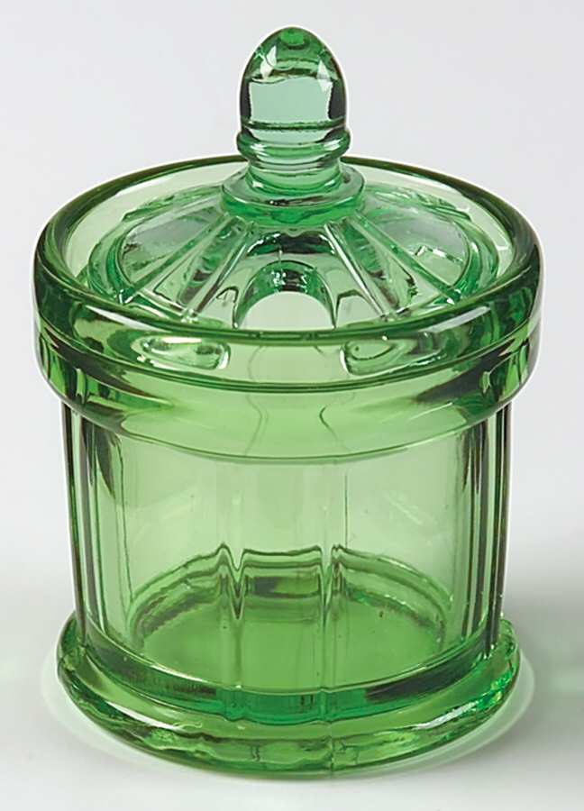 Rib and Panel Green Mustard & Lid by Heisey-1