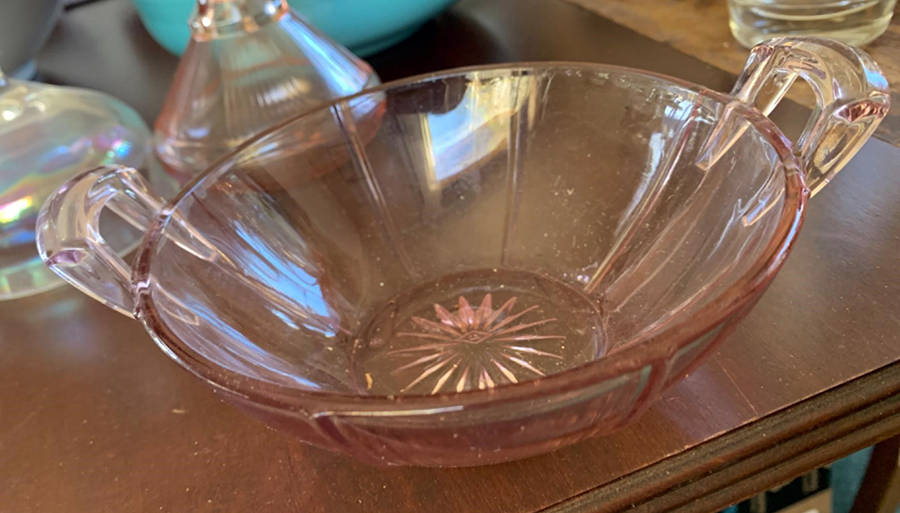 Rib and Panel Pink Mint Dish by Heisey-1