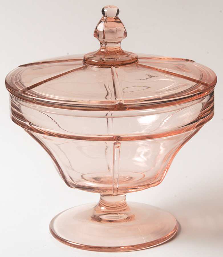 Rib and Panel Pink Preserve & Lid by Heisey-1