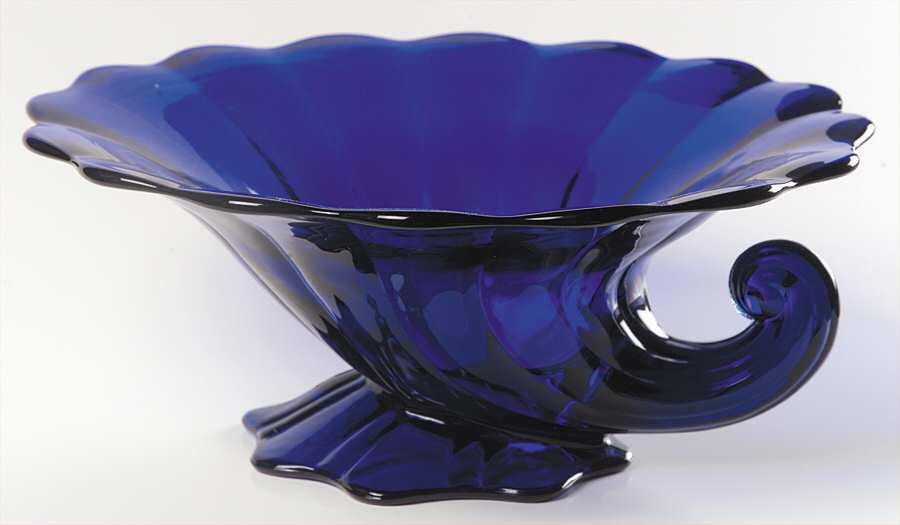 Warwick Cobalt 11" Handled Bowl by Heisey-1