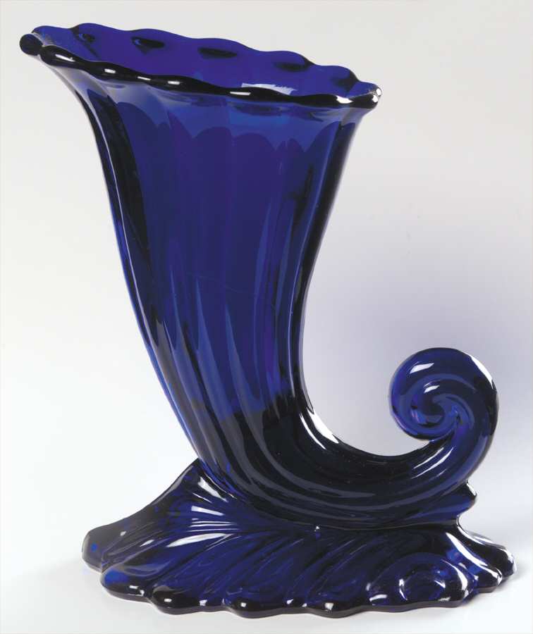 Warwick Cobalt 9" Cornucopia Vase by Heisey-1