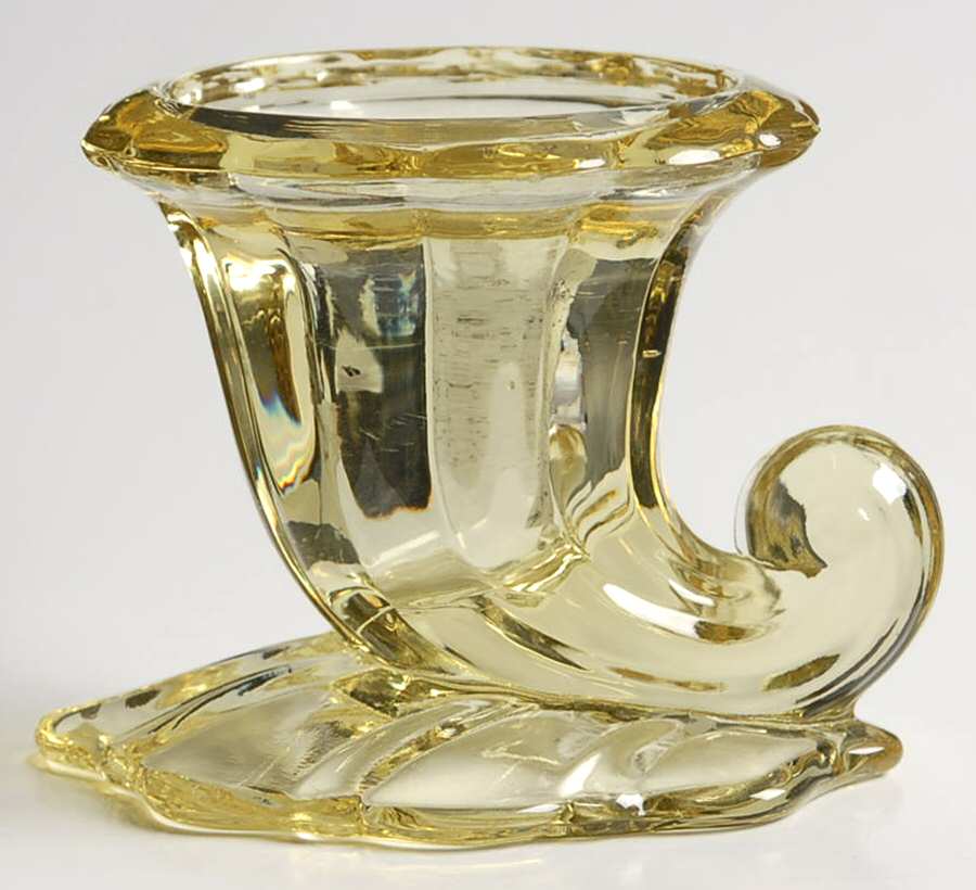 Warwick Yellow Single Light Candlestick by Heisey-1