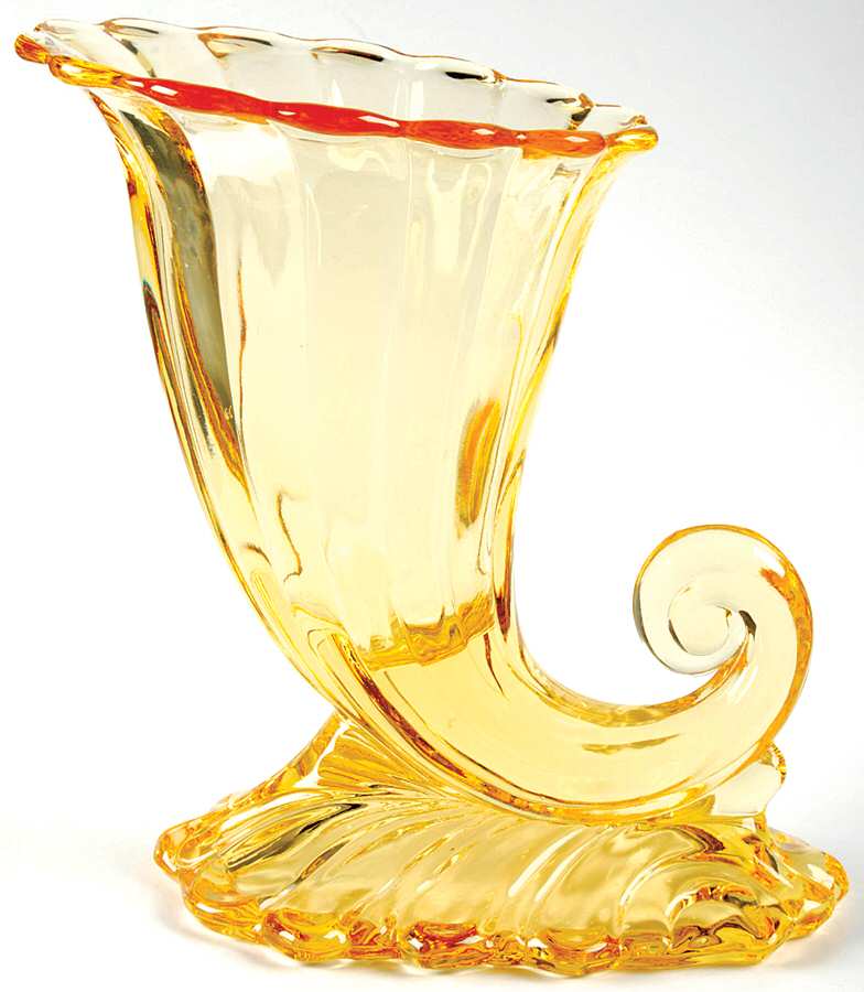 Warwick Yellow 7" Cornucopia Vase by Heisey-1
