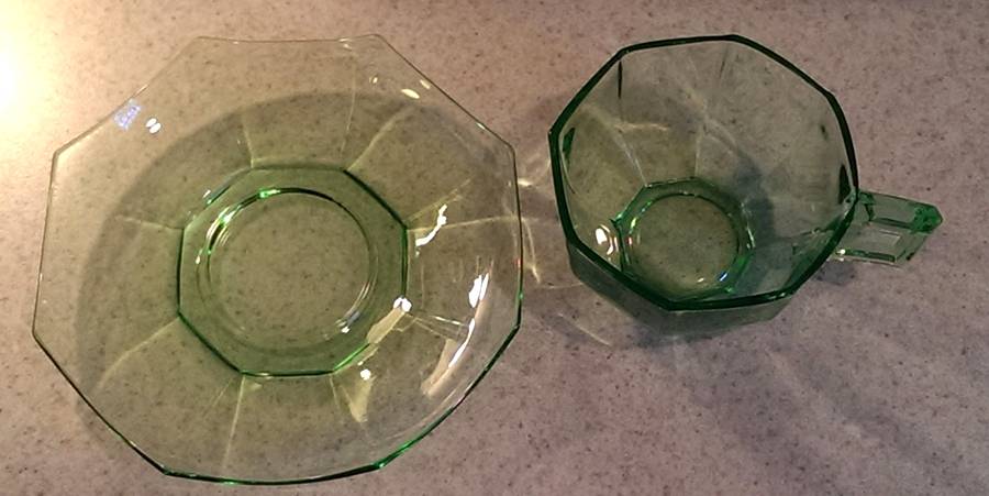 Ribbed Octagon Green Flat Cup by Heisey-1