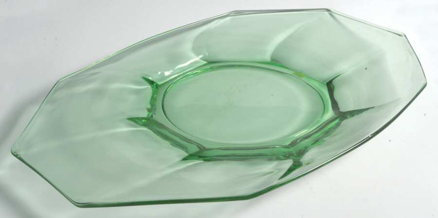 Ribbed Octagon Green 13" Oval Platter by Heisey-1