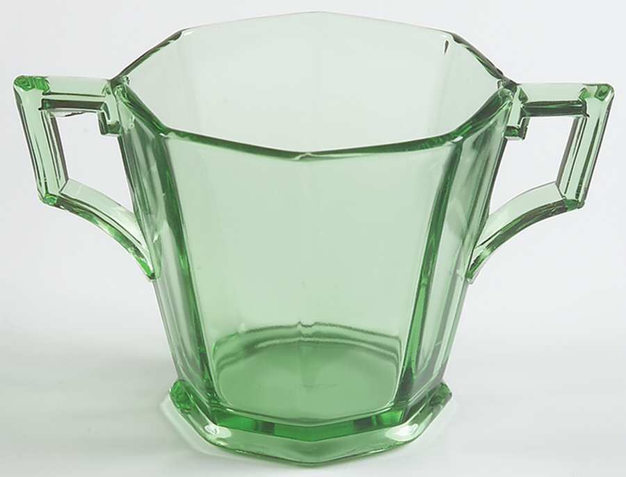 Ribbed Octagon Green Open Sugar by Heisey-1