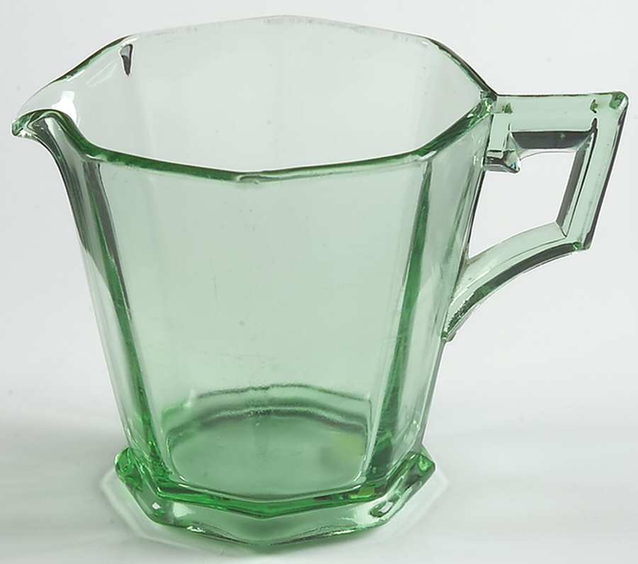 Ribbed Octagon Green Creamer by Heisey-1
