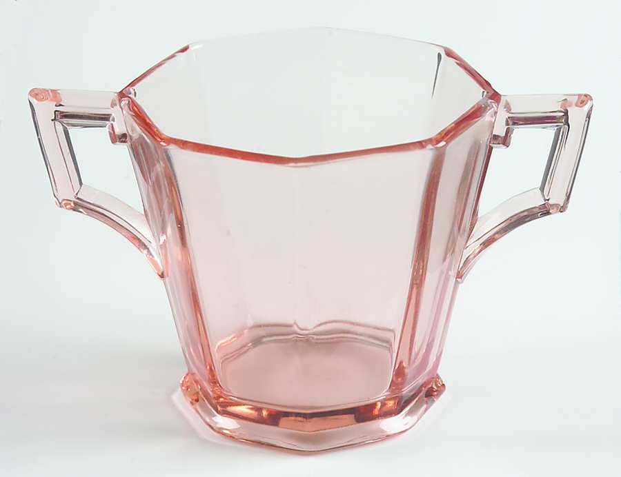 Ribbed Octagon Pink Open Sugar by Heisey-1
