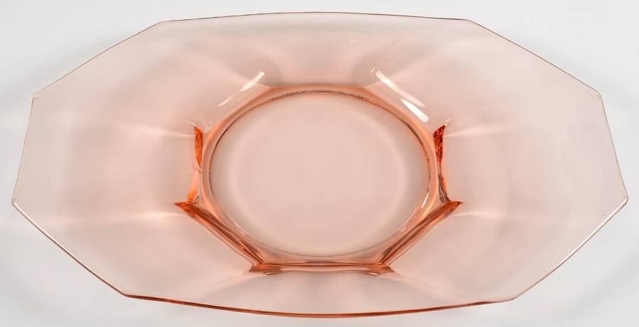 Ribbed Octagon Pink 12" Oval Platter by Heisey-1