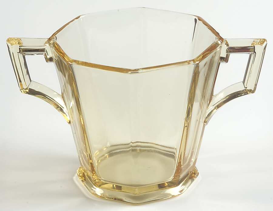 Ribbed Octagon Yellow Open Sugar by Heisey-1