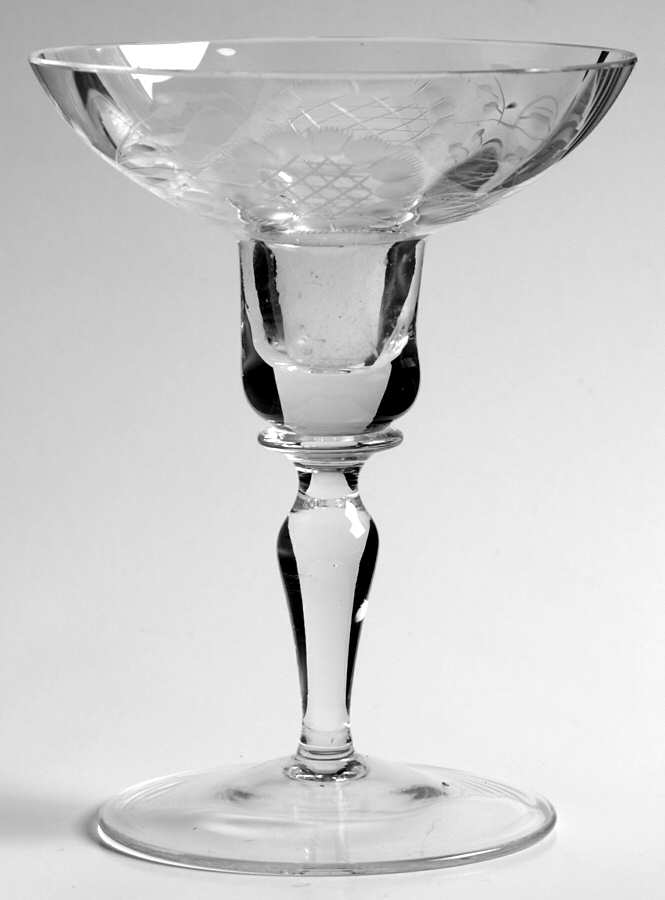 Cornflower (Smooth Stem, Optic) 5" Single Light Candlestick by W J Hughes-1
