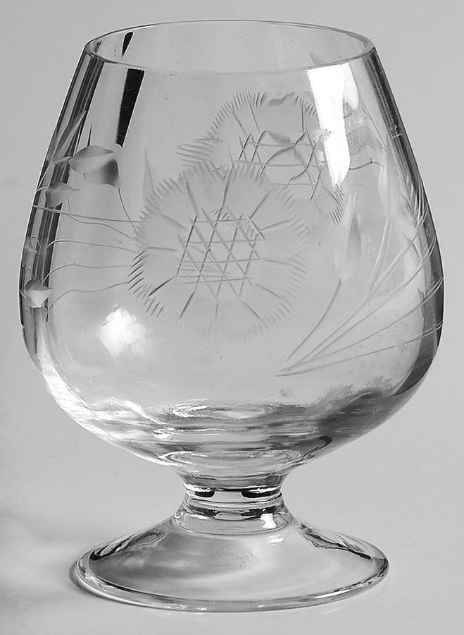 Cornflower (Smooth Stem, Optic) Brandy Glass by W J Hughes-1