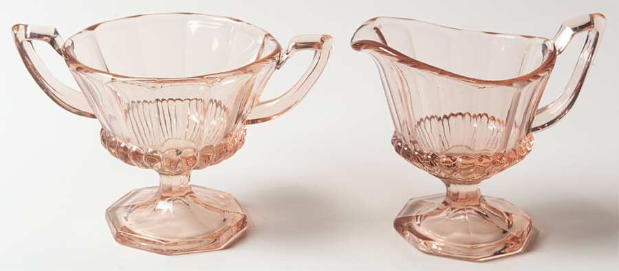 Petal Pink Creamer & Open Sugar Set by Heisey-1