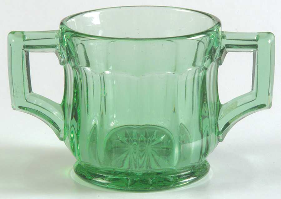 Narrow Flute Green Moongleam (Stem 393) Individual Open Sugar by Heisey-1