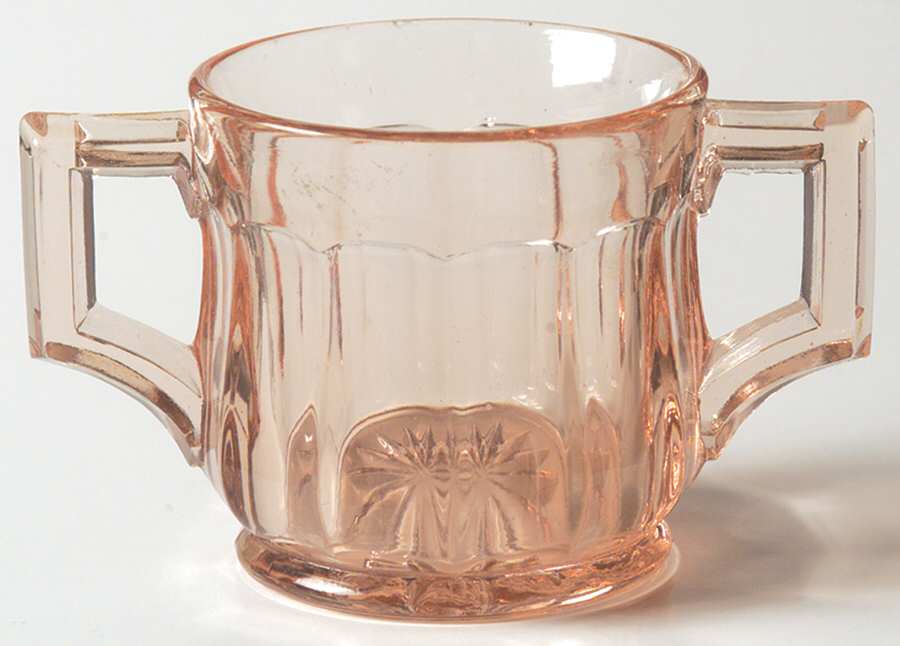 Narrow Flute Pink Flamingo (Stem 393) Individual Open Sugar by Heisey-1