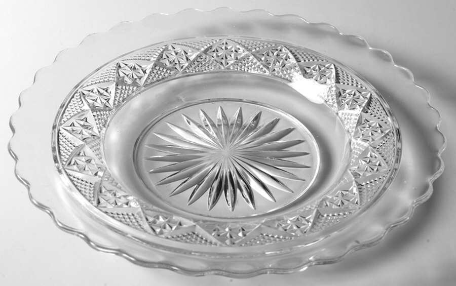 Square in Diamond Point Clear Luncheon Plate by Heisey-1