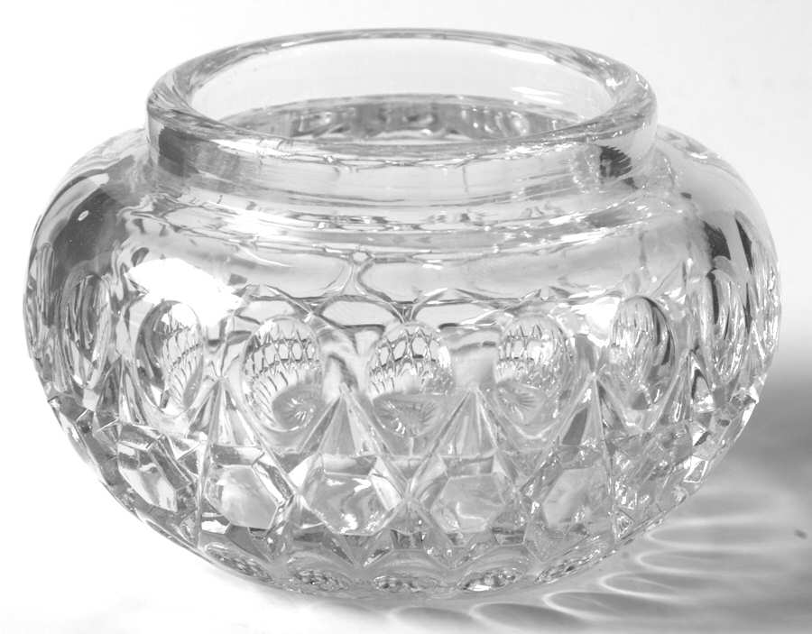 Thumbprint and Angle Clear Round Puff Box No Lid by Heisey-1